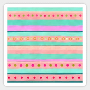 Stripes, Circles - Pink and Green Magnet